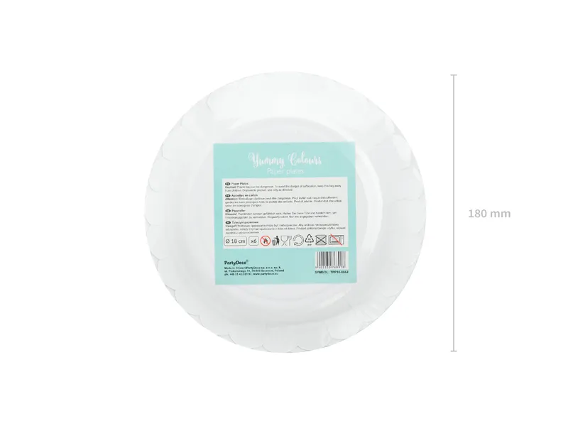 Talerzyki, miętowy, 18 cm (1 op. : 6 szt.)