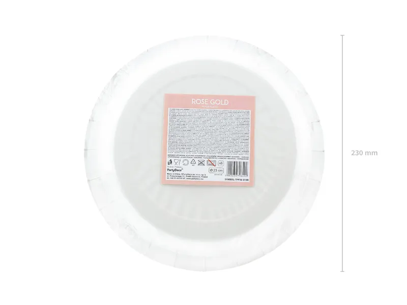 Talerzyki okrągłe, różowe złoto, 23cm (1 op. : 6 szt.)