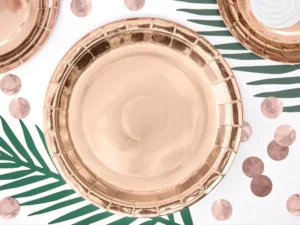 Talerzyki okrągłe różowe złoto 23cm (1 op. : 6 szt.)