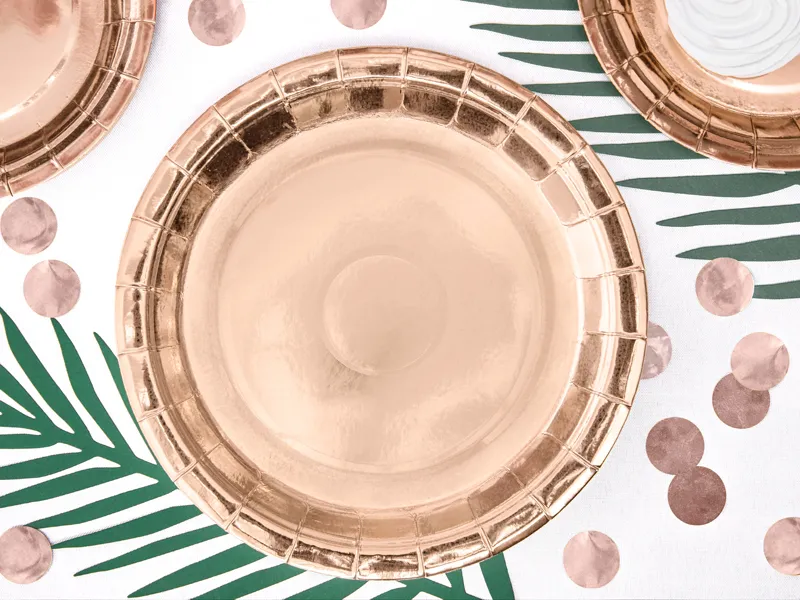 Talerzyki okrągłe różowe złoto 23cm (1 op. : 6 szt.)