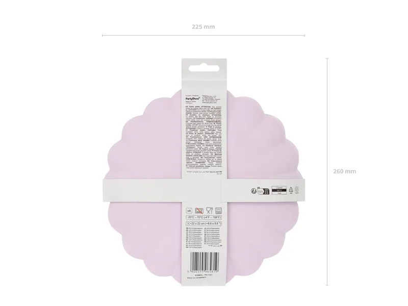 Talerzyki plastikowe Falbanka, 22 x 22 cm, fioletowy (1 op. : 4 szt.)