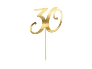 Topper na tort ''30'', złoty 21cm