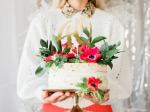 Topper na tort ''40'', złoty, 21 cm