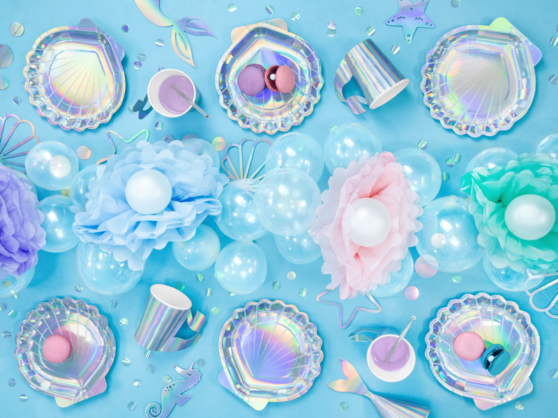 Toppery na tort Syrenka opalizujący, 24,5cm (1 op. 3 szt.),