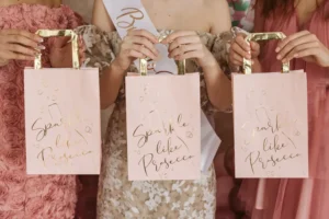 Torebki na prezenty Prosecco, różowy 18x26x10cm (1 op. : 6 szt.)