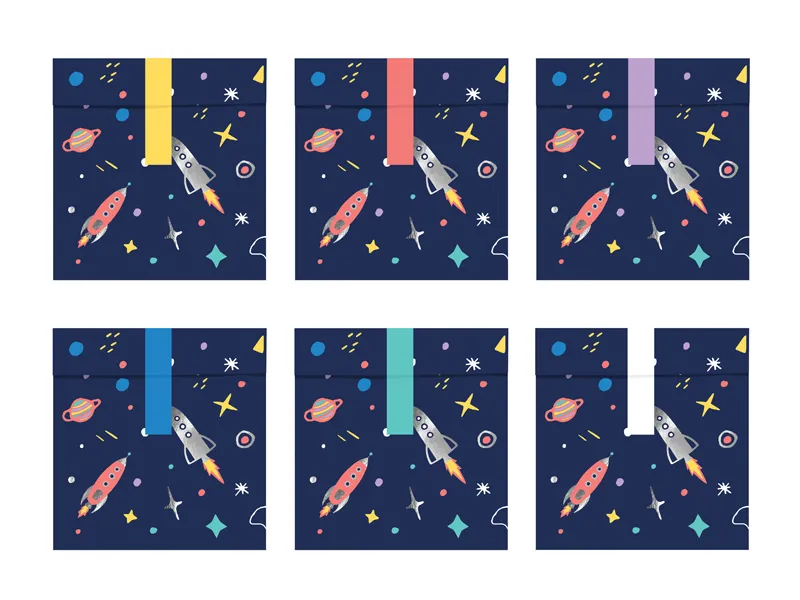 Torebki na słodycze Kosmos 13x14cm (1 op. : 6 sztuk