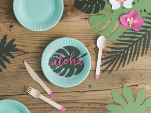 Wizytówki na stół Aloha Monstera (1 op. : 6 sztuk
