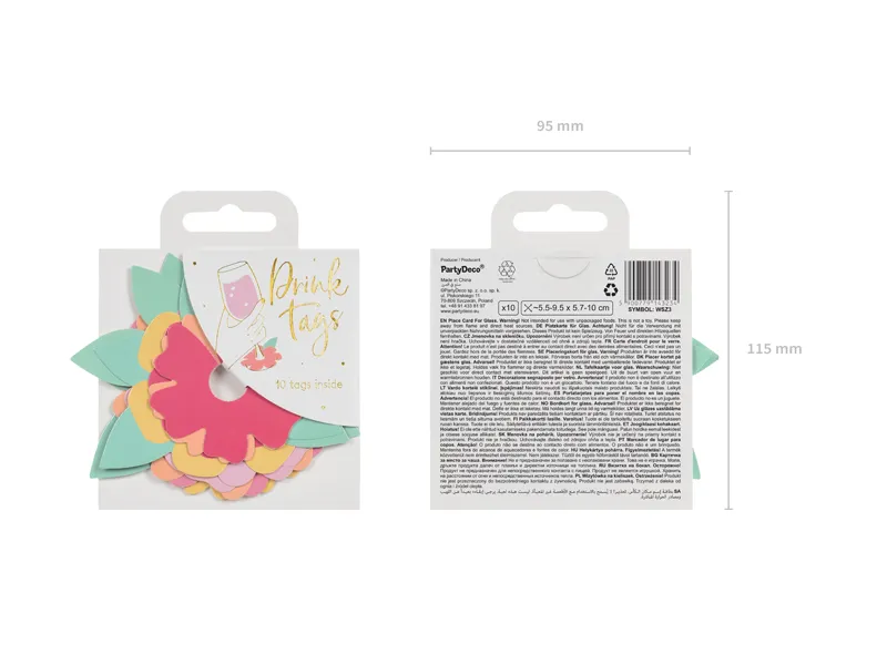 Znaczniki na kieliszki Kwiaty, mix, 5.5-9.5x5.7-10cm