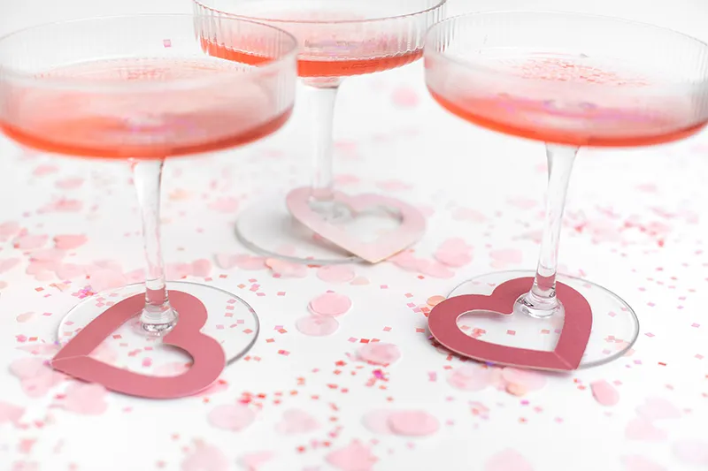 Znaczniki na kieliszki Serca, 6.5x6cm 10 szt.