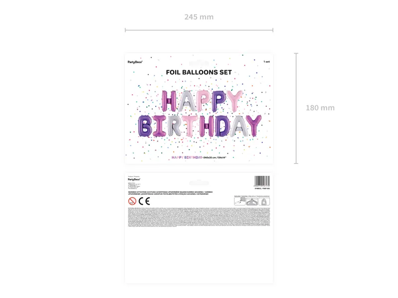 Balon foliowy Happy Birthday 340x35 cm mix