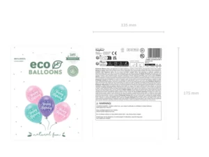 Balony Eco 26 cm Happy Birthday różowy
