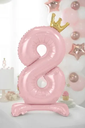 Stojący balon foliowy cyfra ''8'' 84 cm jasny różowy