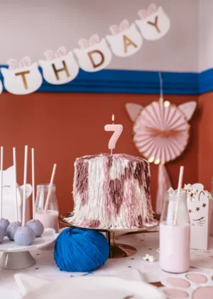 Świeczka urodzinowa Cyferka 7 jasny różowy 5.5 cm