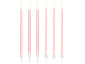 Świeczki urodzinowe gładkie jasny róż 14cm