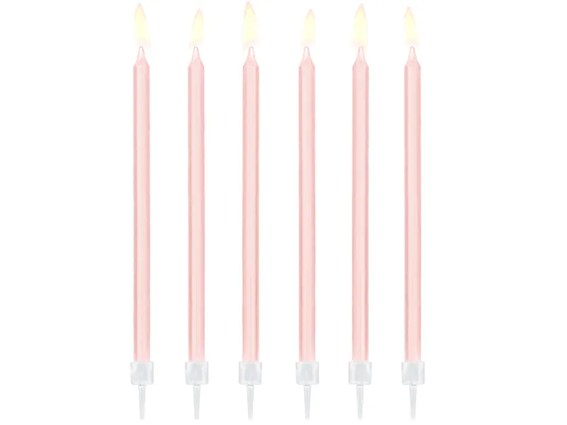 Świeczki urodzinowe gładkie jasny róż 14cm
