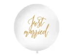 Balon 1 m Just married biały