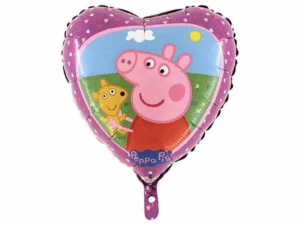 Balon Foliowy Serce Świnka Peppa z misiem 46 cm