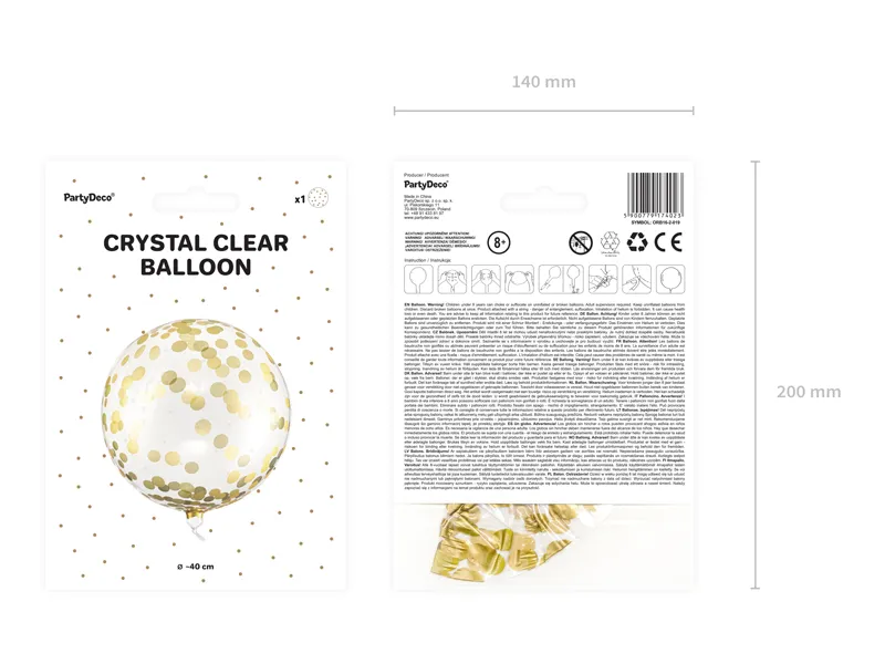 Balon Kula w kropki 40 cm, złoty