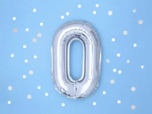 Balon foliowy Cyfra ''0'' 35 cm srebrny