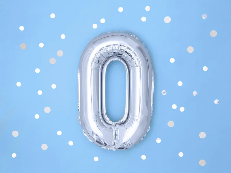 Balon foliowy Cyfra ''0'' 35 cm srebrny