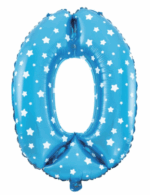 Balon foliowy Cyfra ''0'' 64 cm niebieski w serduszka