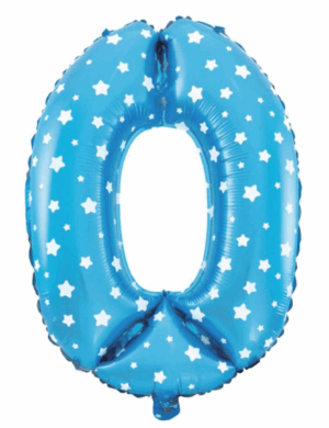 Balon foliowy Cyfra ''0'' 64 cm niebieski w serduszka