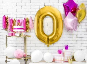 Balon foliowy Cyfra ''0'' 86 cm złoty