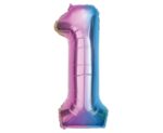 Balon foliowy Cyfra ''1'' 85 cm tęczowa