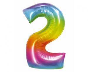 Balon foliowy Cyfra ''2'' 76 cm tęczowa