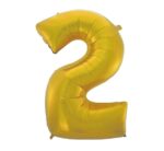 Balon foliowy Cyfra ''2'' 92 cm złoty matowy