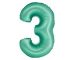Balon foliowy Cyfra ''3'' 76 cm miętowa matowa