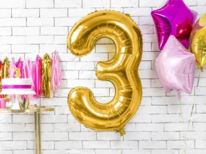 Balon foliowy Cyfra ''3'' 86 cm złoty