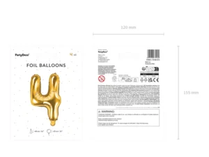 Balon foliowy Cyfra ''4'' 35 cm złoty