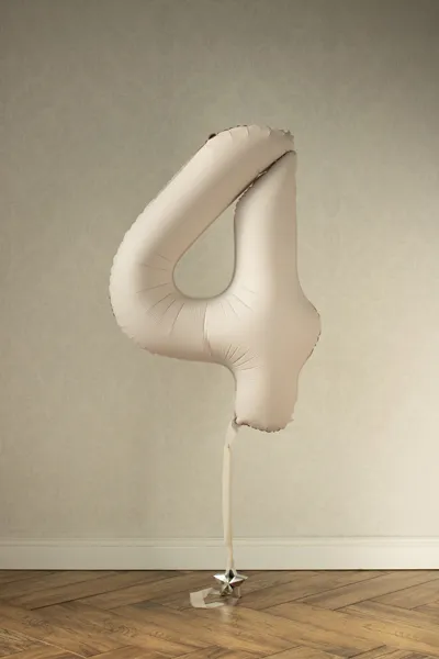 Balon foliowy Cyfra '4' 86cm jasny beż