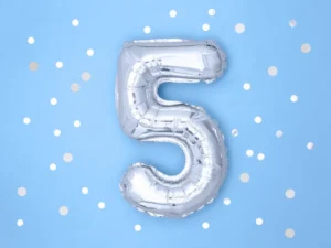 Balon foliowy Cyfra ''5'' 35 cm srebrny