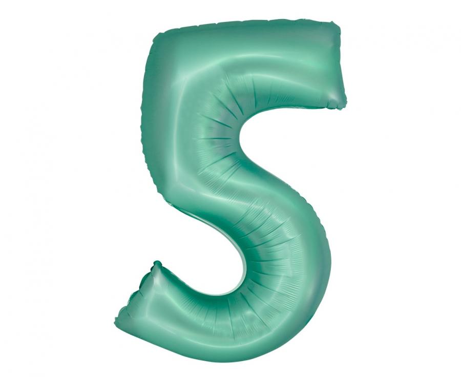 Balon foliowy Cyfra ''5'' 76 cm miętowa matowa