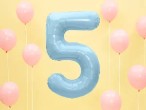 Balon foliowy Cyfra ''5'', 86cm, jasny niebieski 2