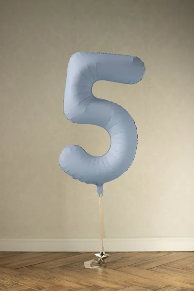Balon foliowy Cyfra '5' 86cm mglisty niebieski