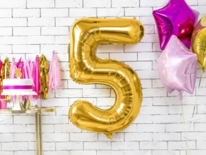 Balon foliowy Cyfra ''5'' 86 cm złoty