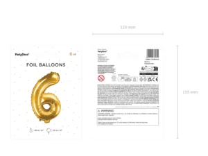 Balon foliowy Cyfra ''6'' 35 cm złoty