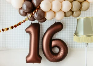 Balon foliowy Cyfra '6', 86cm, mocca