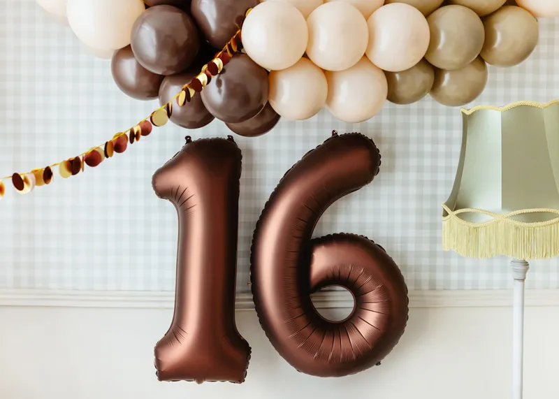 Balon foliowy Cyfra '6', 86cm, mocca