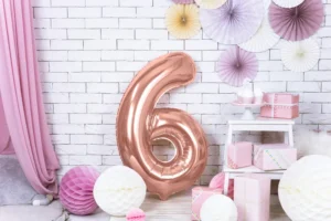 Balon foliowy Cyfra ''6'' 86cm różowe złoto