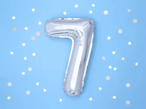Balon foliowy Cyfra ''7'' 35 cm srebrny
