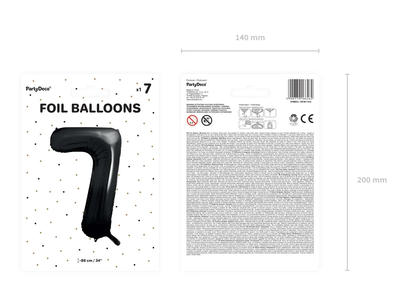 Balon foliowy Cyfra ''7'' 86cm, czarny