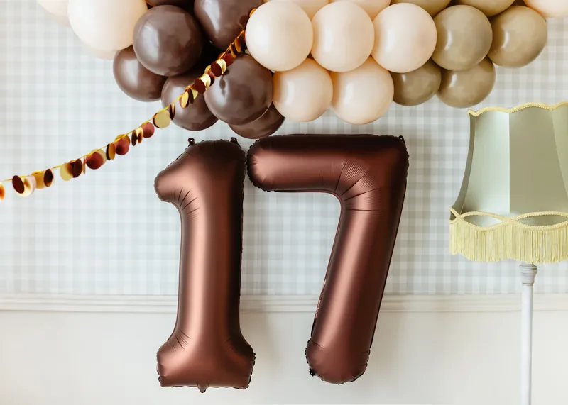 Balon foliowy Cyfra '7', 86cm, mocca