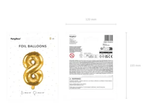 Balon foliowy Cyfra ''8'' 35 cm złoty
