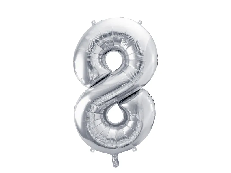 Balon foliowy Cyfra ''8'' 72 cm srebrny