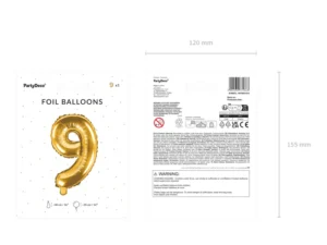 Balon foliowy Cyfra ''9'' 35 cm złoty