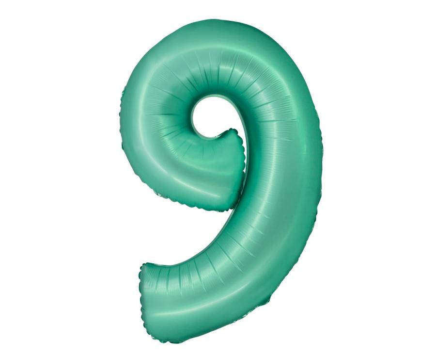 Balon foliowy Cyfra ''9'' 76 cm miętowa matowa